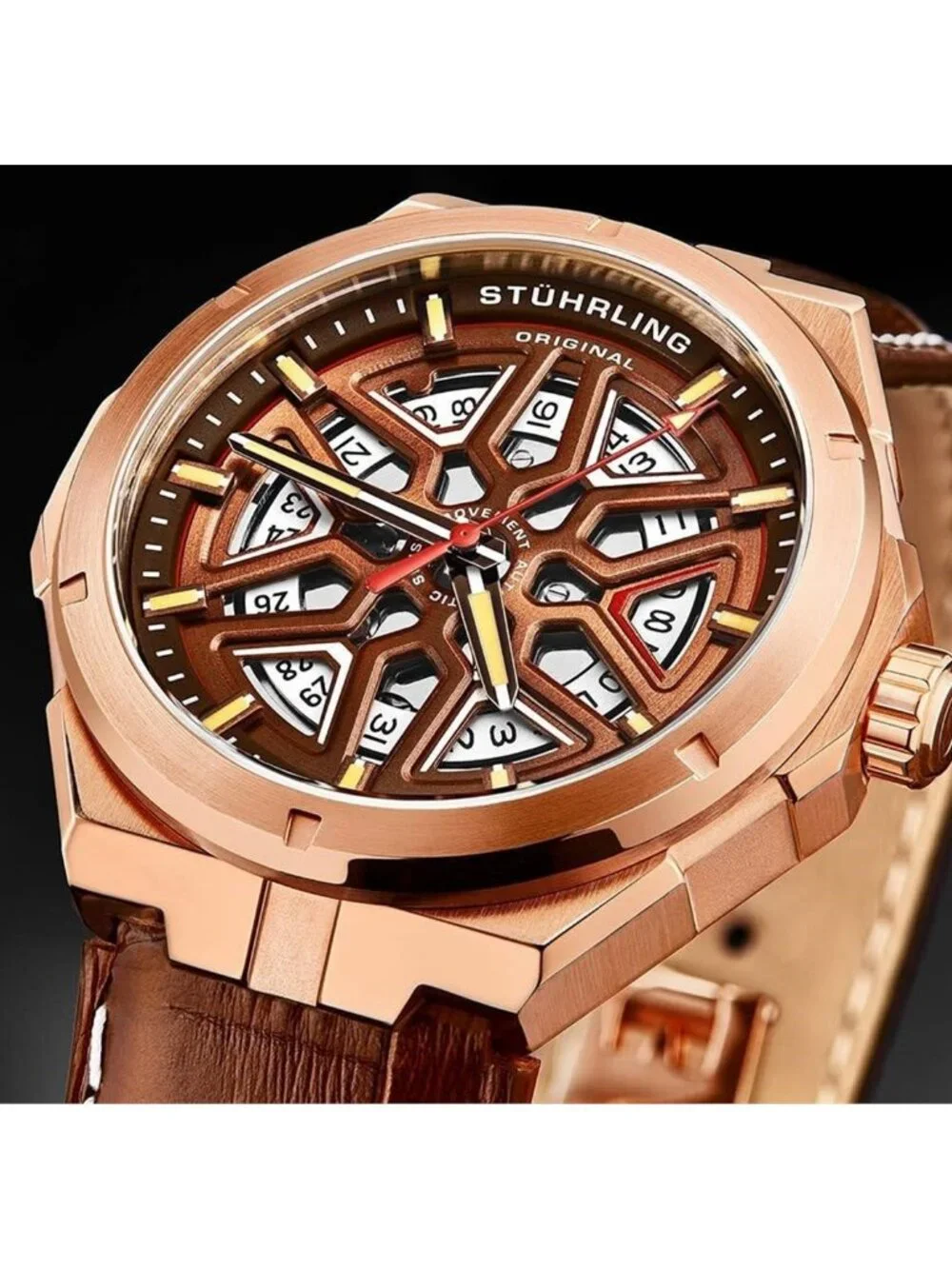 NWT Stuhrling Original Legacy Automatic Brown Dial Men's Watch